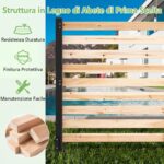 Costway Recinzione da giardino in legno design a doghe pannelli frangivista, 3 Pannelli per recinzione decorativa con 3 picchetti da esterno - immagine 8