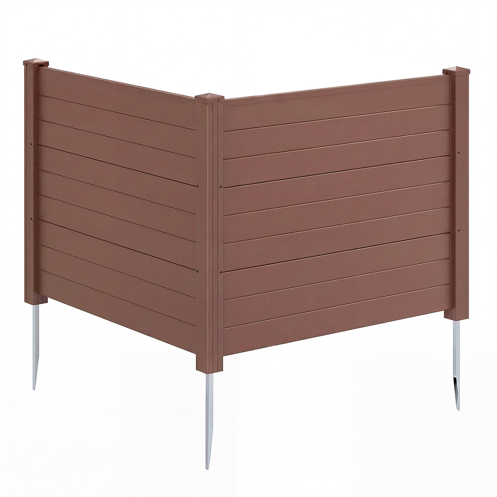 Recinzione-decorativa-in-plastica-per-giardino-a-forma-di-l-mediaId104250392-1778481564.jpg Costway Recinzione decorativa in plastica per giardino a forma di l, Recinzione esterna privacy con pali zincati senza scavo Marrone - immagine 1