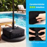 Costway Sacchi di sabbia universale per ombrellone da giardino, Quadrato pesi per base ombrello portatile Nero - immagine 7
