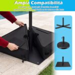 Costway Sacchi di sabbia universale per ombrellone da giardino, Quadrato pesi per base ombrello portatile Nero - immagine 8