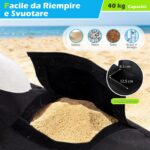 Costway Sacchi di sabbia universale per ombrellone da giardino, Quadrato pesi per base ombrello portatile Nero - immagine 10