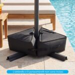 Costway Sacchi di sabbia universale per ombrellone da giardino, Quadrato pesi per base ombrello portatile Nero - immagine 5