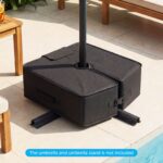 Costway Sacco di sabbia portatile per ombrellone da giardino, Pentagonale pesi per base ombrello Nero - immagine 3