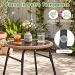 Costway Salotto da esterno in pe rattan con piano in vetro temperato, Set mobile da giardino a 3 pezzi 2 poltrone con cuscini imbottiti - immagine 8