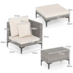 Costway Salotto da giardino esterno 5 pezzi con 2 poltrone 2 poggiapiedi e 1 tavolino, Set di mobili da giardino in rattan Bianco - immagine 7