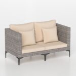 Costway Salotto da giardino esterno 5 pezzi con 2 poltrone 2 poggiapiedi e 1 tavolino, Set di mobili da giardino in rattan Bianco - immagine 5