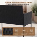 Costway Salotto da giardino in rattan 4 pz con divano poltrone e tavolino vetro, Set esterno con cuscini per balcone terrazzo e patio Grigio - immagine 6