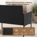 Costway Salotto da giardino in rattan 4 pz con divano poltrone e tavolino vetro, Set esterno con cuscini per balcone terrazzo e patio Beige - immagine 8