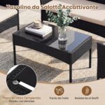 Costway Salotto da giardino in rattan 4 pz con divano poltrone e tavolino vetro, Set esterno con cuscini per balcone terrazzo e patio Beige - immagine 9