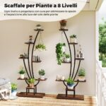 Costway Scaffale angolare in metallo a 8 ripiani con luci di crescita, Supporto per piante multiple da interno marrone 2 pezzi - immagine 2