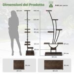 Costway Scaffale angolare in metallo a 8 ripiani con luci di crescita, Supporto per piante multiple da interno marrone 2 pezzi - immagine 6
