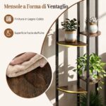 Costway Scaffale porta piante 6 ripiani metallo antiribaltamento, Mensola fiori ventaglio resistente int/est 42x22x136cm - immagine 6