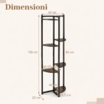 Costway Scaffale porta piante 6 ripiani metallo antiribaltamento, Mensola fiori ventaglio resistente int/est 42x22x136cm - immagine 4