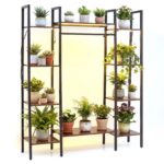 Costway Scaffale portapiante in legno e metallo con luci regolabili, Fioriera alta a 10 ripiani stand supporto espositivo stile industriale - immagine 5
