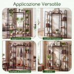 Costway Scaffale portapiante in legno e metallo con luci regolabili, Fioriera alta a 10 ripiani stand supporto espositivo stile industriale - immagine 10