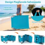 Costway Sdraio giardino pieghevole con schienale regolabile in 4 posizioni, Sedia a sdraio portatile con cusini e tasche laterali Turchese - immagine 8