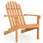 Costway Sedia Adirondack da patio in legno di acacia con seduta inclinata e schienale alto, Poltrona ergonomica a doghe per veranda cortile e piscina Naturale