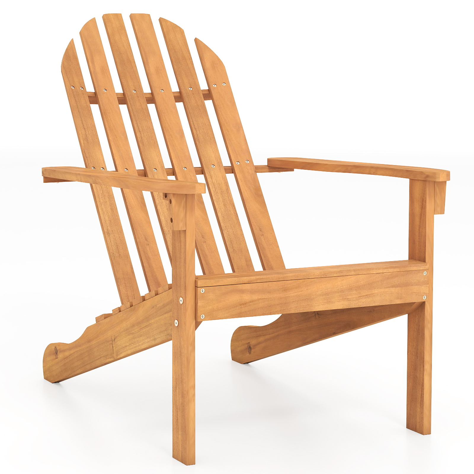Sedia-Adirondack-da-patio-in-legno-di-acacia-con-seduta-inclinata-e-schienale-alto-mediaId103574722-1772416059.jpg Costway Sedia Adirondack da patio in legno di acacia con seduta inclinata e schienale alto, Poltrona ergonomica a doghe per veranda cortile e piscina Naturale - immagine 1