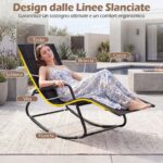 Costway Sedia a dondolo da esterno ed interno con braccioli curvi, Sdraio ergonomico in tessuto traspirante capacità di carico 160 kg Nero - immagine 10