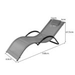 Costway Sedia a sdraio da esterno con poggiatesta rimovibile, Lettino prendisole da spiaggia con struttura curva ergonomica portata 160 kg 2 Pezzi Grigio - immagine 4