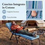 Costway Sedia a sdraio pieghevole con cuscino morbido portata 150 kg, Lettino prendisole da esterno con schienale e poggiapiedi regolabili Blu - immagine 10