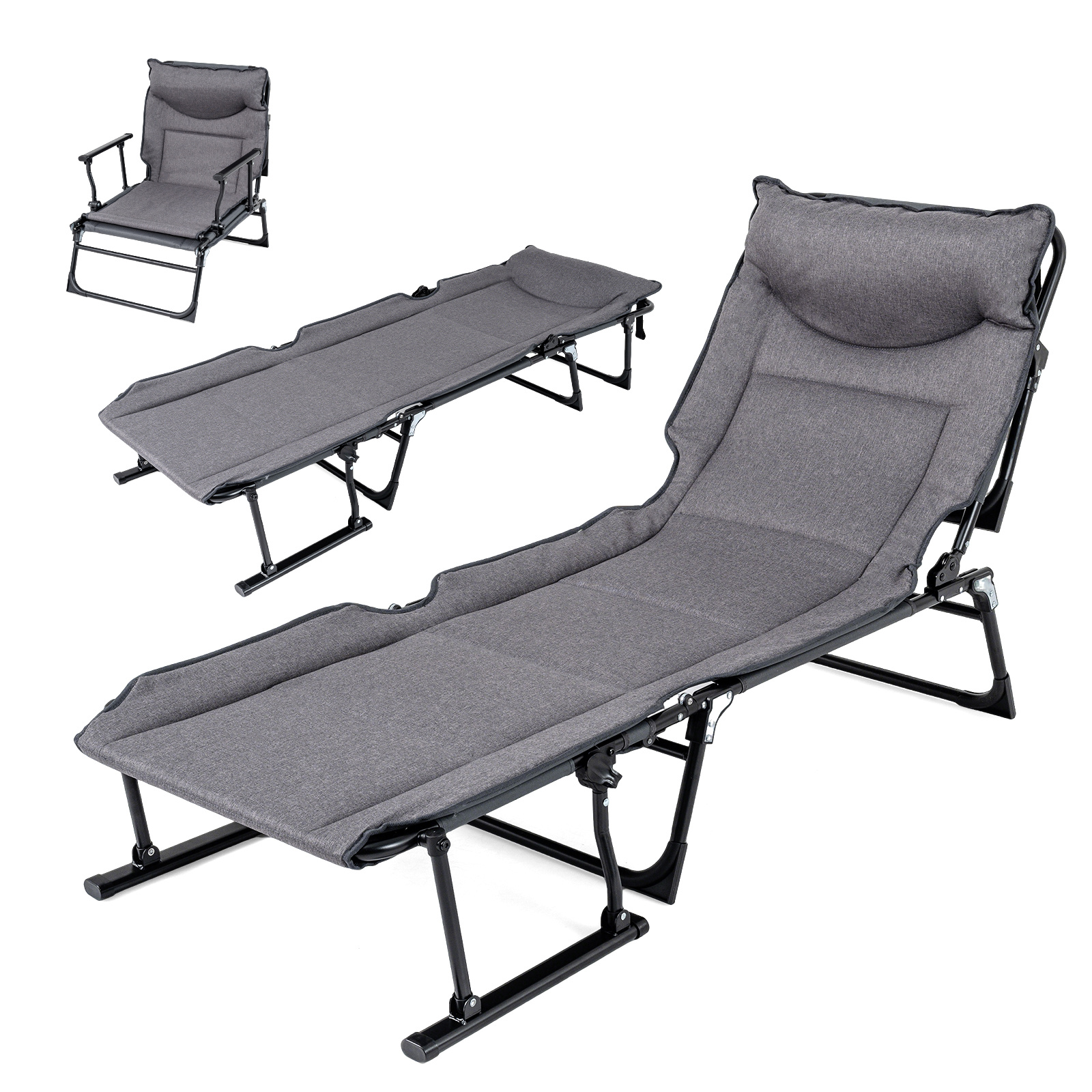 Sedia-a-sdraio-pieghevole-con-schienale-reclinabile-6-posizioni-e-poggiatesta-ergonomico-mediaId103778982-1776304873.jpg Costway Sedia a sdraio pieghevole con schienale reclinabile 6 posizioni e poggiatesta ergonomico, Letto da esterno con struttura in metallo 180 x 67,5 x 37 cm - immagine 1