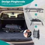 Costway Sedia a sdraio pieghevole con schienale reclinabile 6 posizioni e poggiatesta ergonomico, Letto da esterno con struttura in metallo 180 x 67,5 x 37 cm - immagine 7