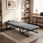 Costway Sedia a sdraio pieghevole con schienale reclinabile 6 posizioni e poggiatesta ergonomico, Letto da esterno con struttura in metallo 185 x 60,5 x 38 cm - immagine 3