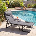 Costway Sedia a sdraio pieghevole con schienale reclinabile 6 posizioni e poggiatesta ergonomico, Letto da esterno con struttura in metallo 180 x 66,5 x 38 cm - immagine 4