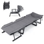 Costway Sedia a sdraio pieghevole con schienale reclinabile 6 posizioni e poggiatesta ergonomico, Letto da esterno con struttura in metallo 180 x 66,5 x 38 cm - immagine 6