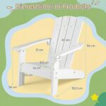 Costway Sedia adirondack per bambini in plastica resistente alle intemperie, Poltrona da giardino con schienale a doghe inclinato Bianco - immagine 6