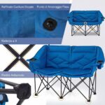 Costway Sedia da campeggio per 2 persone con 2 portabicchiere tasche a rete e borsa da trasporto, Sedia pieghevole da esterno portata 300 kg Blu - immagine 7