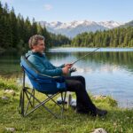 Costway Sedia da campeggio pieghevole con braccioli portabicchieri e borsa da trasporto, Sedia da pesca poltrona imbottita Verde - immagine 2
