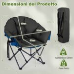 Costway Sedia da campeggio pieghevole con braccioli portabicchieri e borsa da trasporto, Sedia da pesca poltrona imbottita Verde - immagine 7