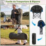 Costway Sedia da campeggio pieghevole con braccioli portabicchieri e borsa da trasporto, Sedia da pesca poltrona imbottita Verde - immagine 11