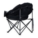 Costway Sedia da campeggio pieghevole con braccioli portabicchieri e borsa da trasporto, Sedia da pesca portatile poltrona imbottita Grigio - immagine 6