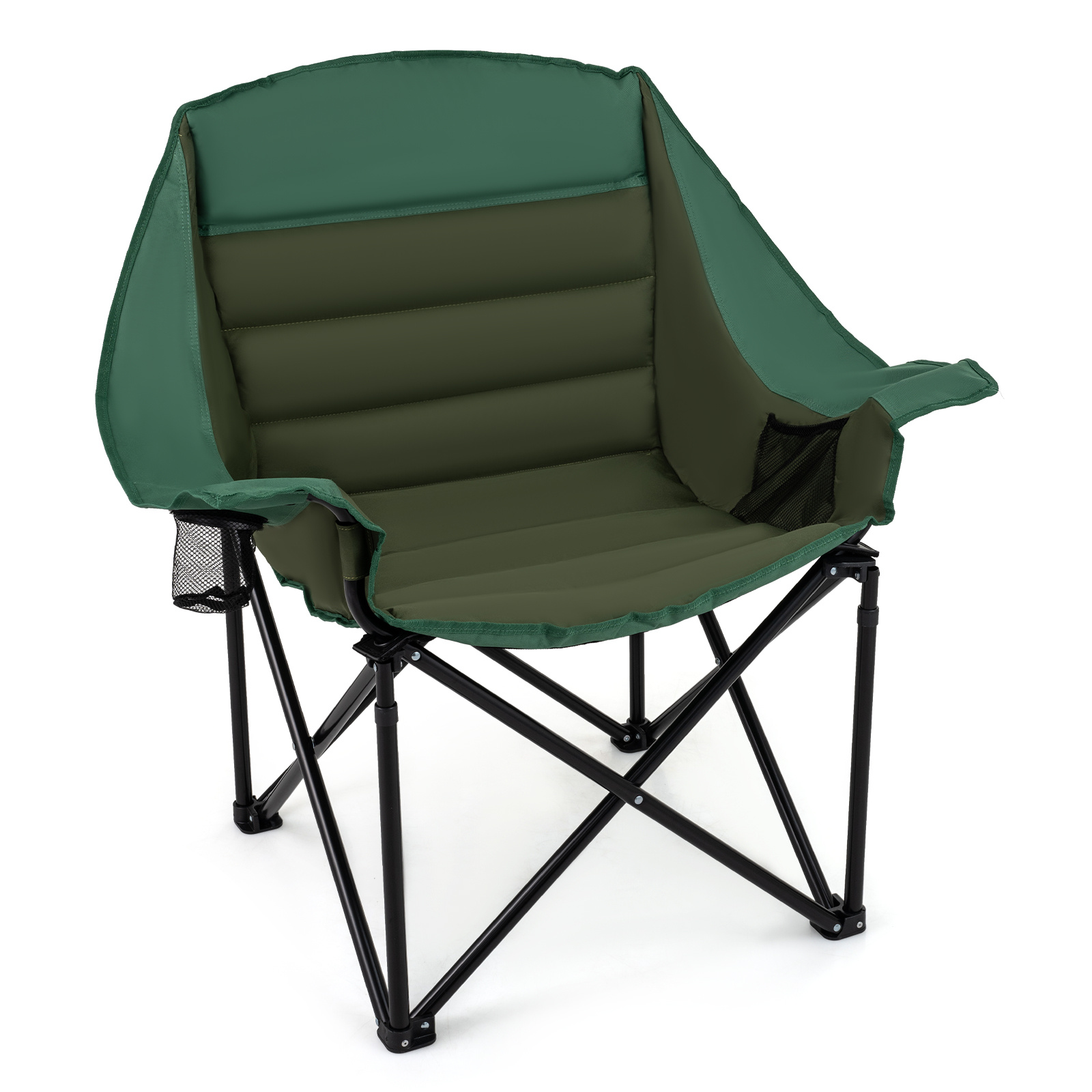 Sedia-da-campeggio-pieghevole-con-braccioli-portabicchieri-tasca-in-rete-e-borsa-da-trasporto-mediaId105188665-1784600854.jpg Costway Sedia da campeggio pieghevole con braccioli portabicchieri tasca in rete e borsa da trasporto, Sedia da esterno Verde - immagine 1