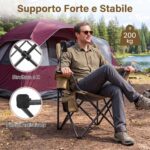 Costway Sedia da campeggio pieghevole con portacellulare borsa ghiaccio e tasca, Sedia da esterno struttura in metallo per pesca e spiaggia Verde - immagine 7