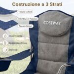 Costway Sedia da campeggio pieghevole con portacellulare borsa ghiaccio e tasca, Sedia da esterno struttura in metallo per pesca e spiaggia Blu - immagine 7