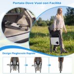 Costway Sedia da campeggio pieghevole con tavolino laterale portabicchieri e tasca portaoggetti, Sedia da regista portata 158 kg Nero - immagine 8