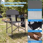 Costway Sedia da campeggio pieghevole con tavolino laterale portabicchieri e tasca portaoggetti, Sedia da regista portata 158 kg Nero - immagine 9