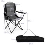 Costway Sedia da campeggio pieghevole metallo seduta ampia schienale alto, Regista portabicchiere borsa 150kg sport pesca picnic Nero 1 Pezzo - immagine 4