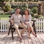 Costway Sedia da giardino 2 posti in legno con braccioli schienale alto e seduta a doghe portata 300 kg, Panca da giardino adirondack Marrone - immagine 5