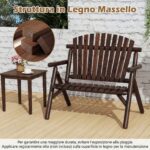 Costway Sedia da giardino 2 posti in legno con braccioli schienale alto e seduta a doghe portata 300 kg, Panca da giardino adirondack Marrone - immagine 6