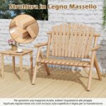 Costway Sedia da giardino 2 posti in legno con braccioli schienale alto e seduta a doghe portata 300 kg, Panca da giardino adirondack Naturale - immagine 6