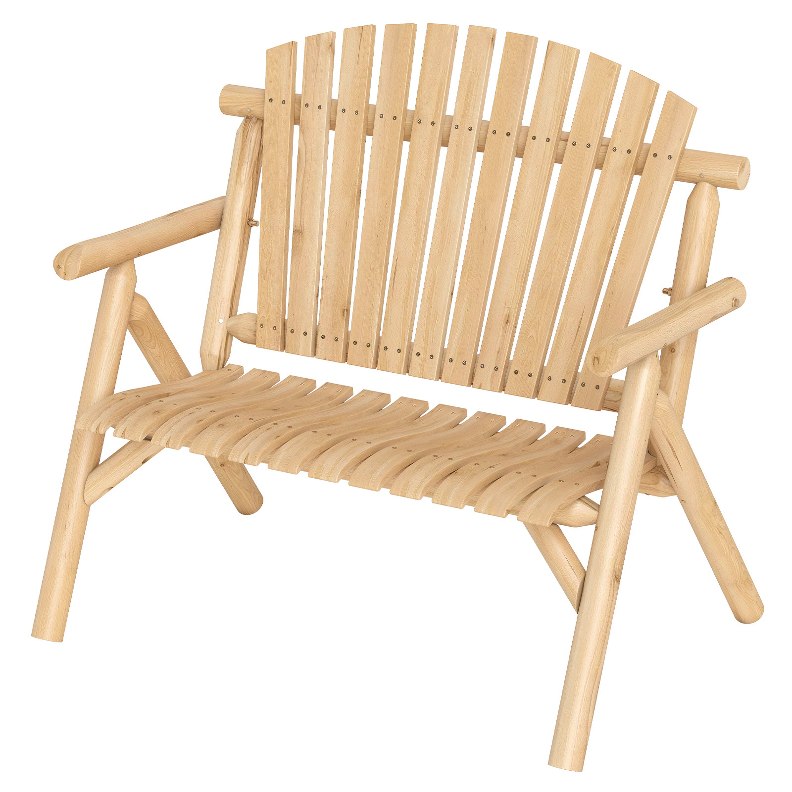 Sedia-da-giardino-2-posti-in-legno-con-braccioli-schienale-alto-e-seduta-a-doghe-portata-300-kg-mediaId104469995-1778486352.jpg Costway Sedia da giardino 2 posti in legno con braccioli schienale alto e seduta a doghe portata 300 kg, Panca da giardino adirondack Naturale - immagine 1