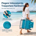 Costway Sedia da spiaggia pieghevole e portatile con borsa termica portabicchieri, Lettino prendisole con cuscino poggiatesta e portasciugamani - immagine 6