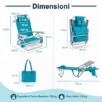 Costway Sedia da spiaggia pieghevole e portatile con borsa termica portabicchieri, Lettino prendisole con cuscino poggiatesta e portasciugamani - immagine 4