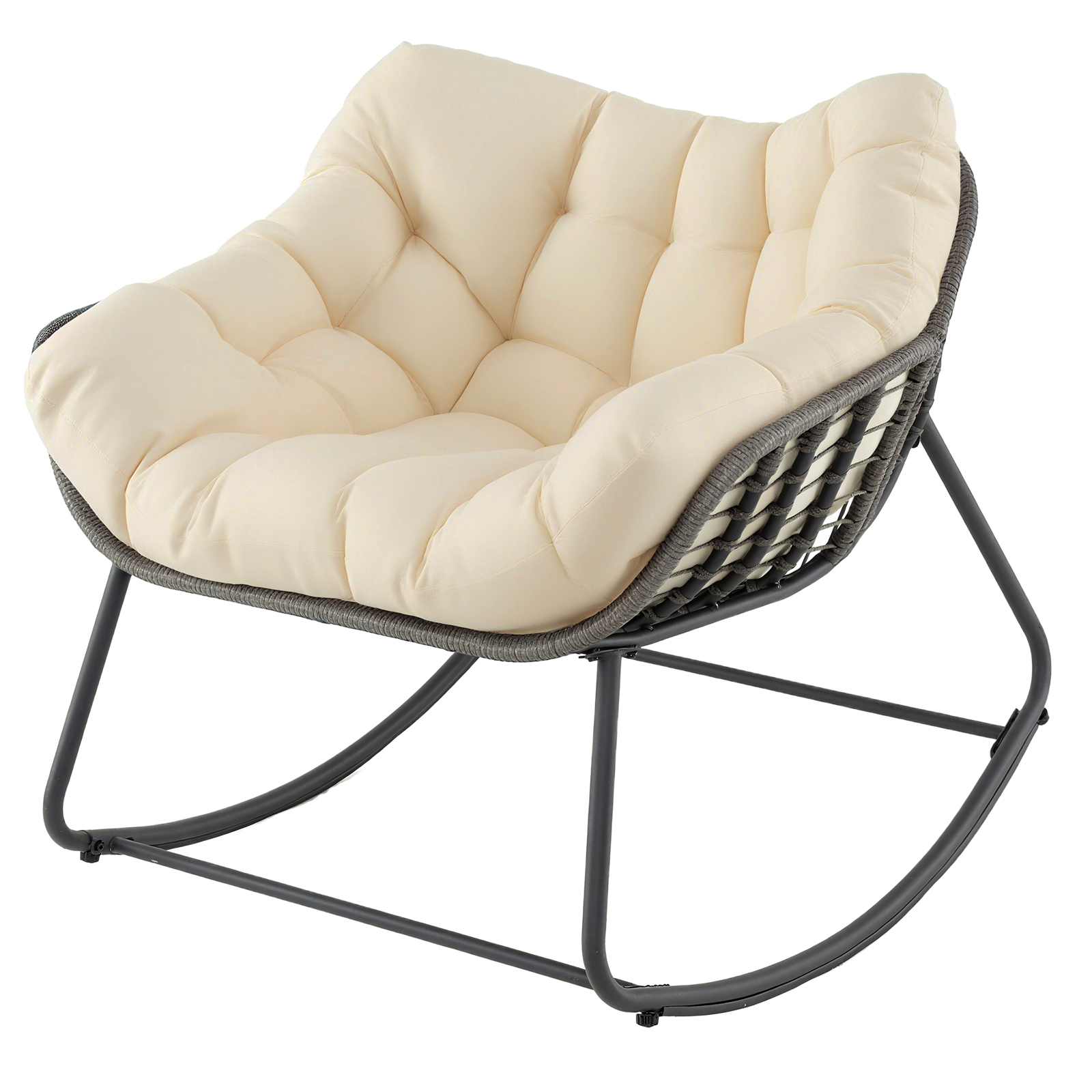 Sedia-per-relax-in-rattan-per-interno-con-struttura-in-metallo-robusto-mediaId103564786-1772084126.jpg Costway Sedia per relax in rattan per interno con struttura in metallo robusto, Sedia a dondolo da esterno Beige - immagine 1