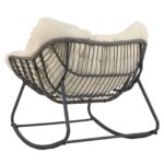 Costway Sedia per relax in rattan per interno con struttura in metallo robusto, Sedia a dondolo da esterno Beige - immagine 6